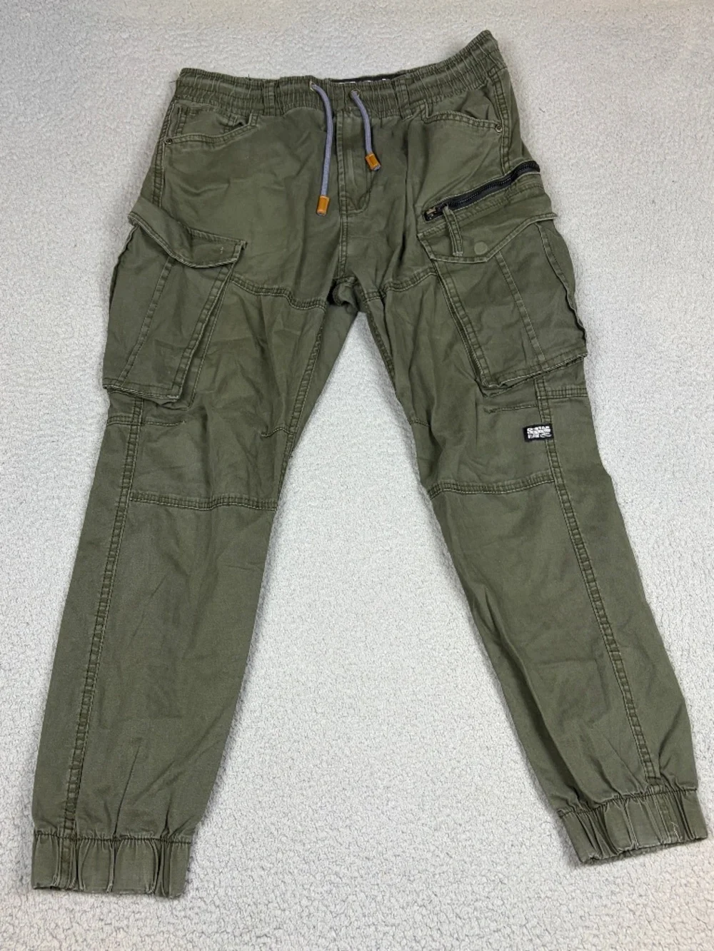 G-Star RAW Jogger Mens 36x34 Jogger Pants Olive Green Ankle Pockets Drawstring